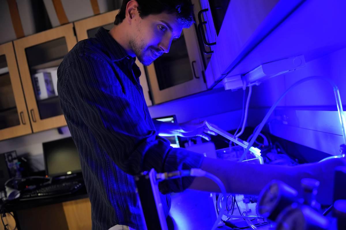 student working in a lab